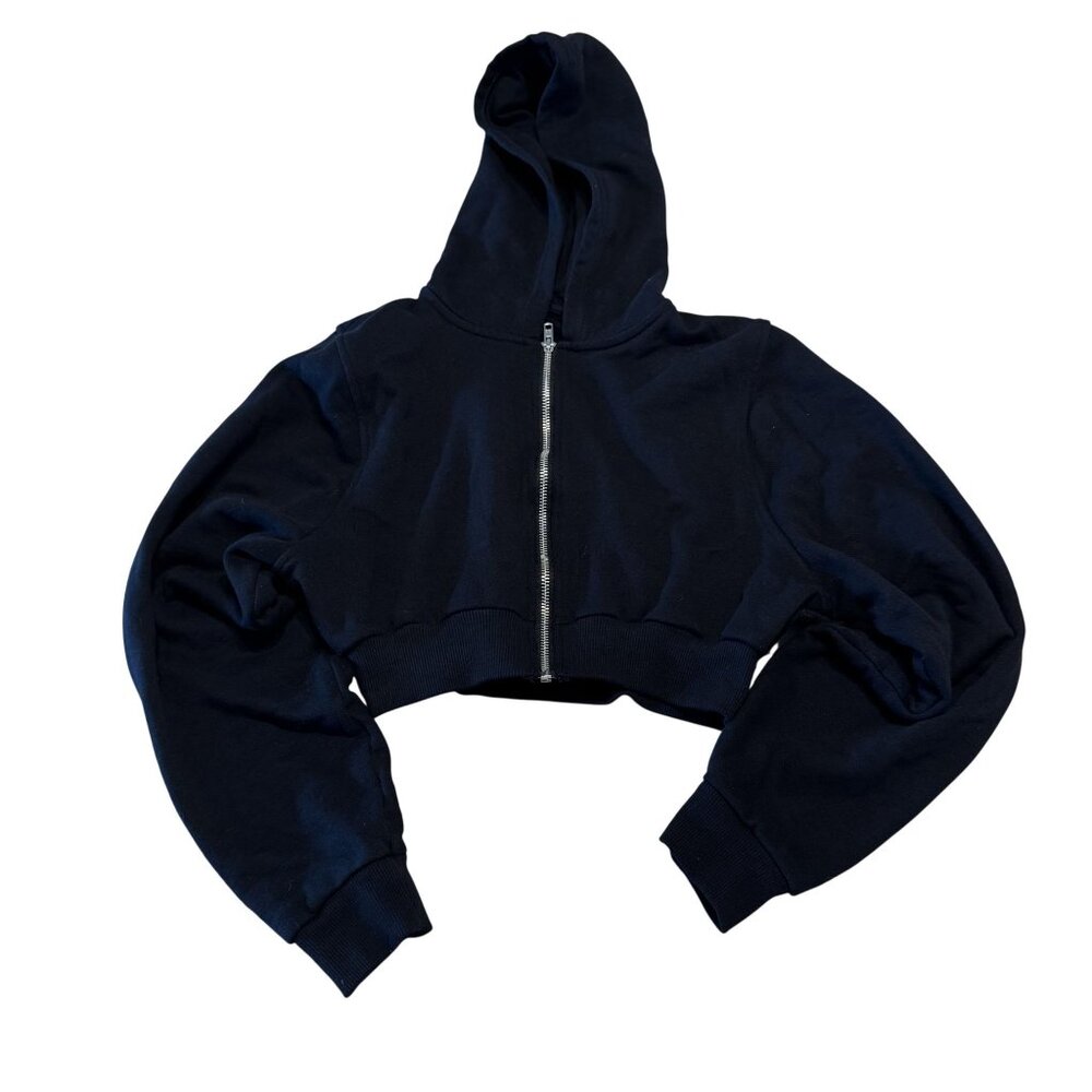 ALO Yoga Sweet Escape Black Zip Up Crop Hoodie Sweater Women's Size X-Small